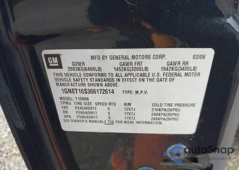 2006 Chevrolet Trailblazer Ext Ls/Ext Lt из США, поврежденный, VIN 1GNET16S366172614